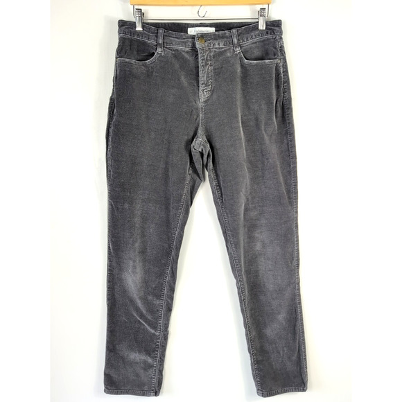 Croft & Barrow Corduroy Pants Womens Size 12L Gray Slim Fit Soft Stretch 31 Ins - Picture 1 of 16